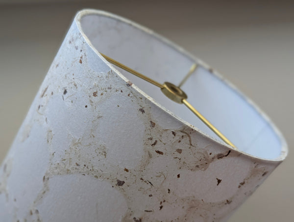 modern pebbled paper lampshade with textured paper in white and cream colorway