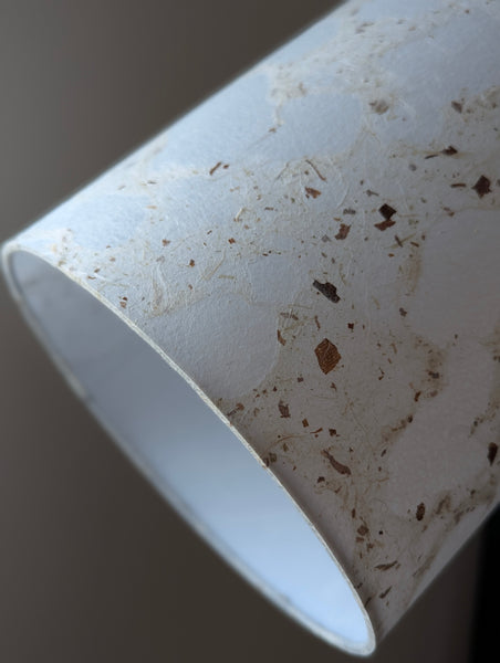 modern pebbled paper lampshade with textured paper in white and cream colorway