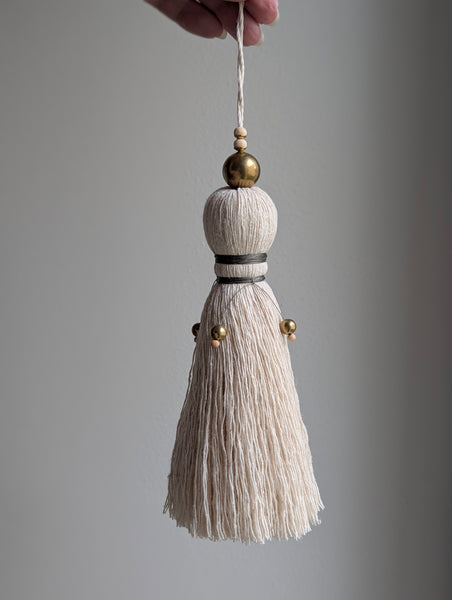 Handmade Large Cotton Door Tassel with Brass Beads #189