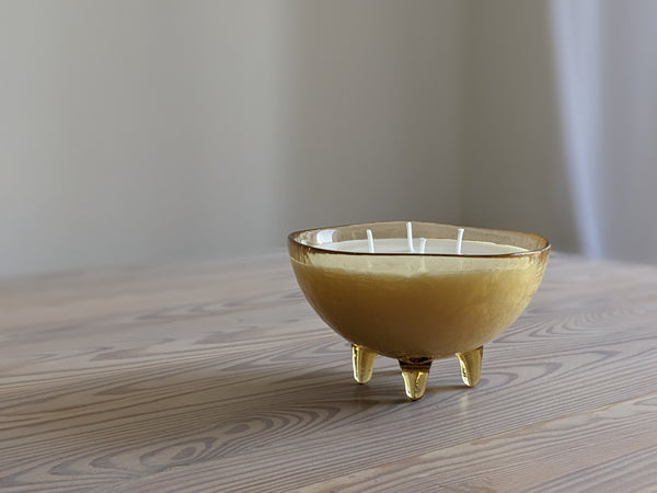 Small Yellow Vintage Murano Glass Candle