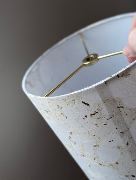 modern pebbled paper lampshade with textured paper in white and cream colorway