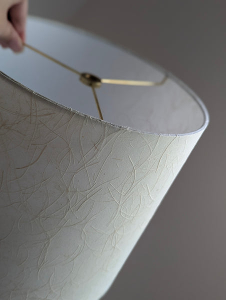 mulberry paper lampshade with textured paper in cream color