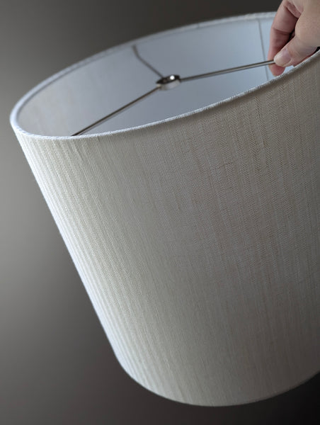 White Herringbone Lamp Shade - 12 in. D x 12 in. H