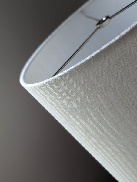 White Herringbone Lamp Shade - 12 in. D x 12 in. H