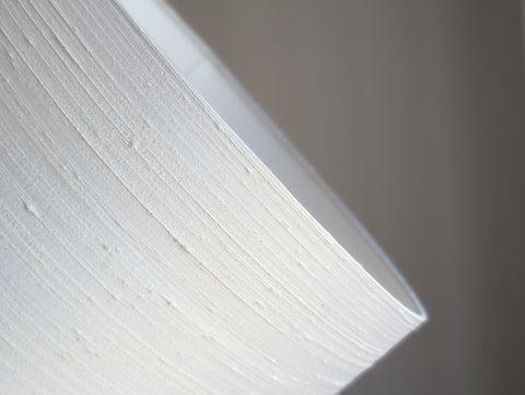 Close-up of a white textured lampshade 
