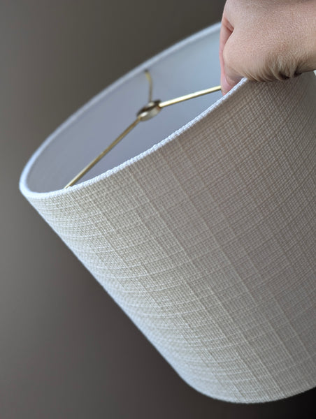 Cloud White Vintage Woven Fabric Lamp Shade - 10 in. D x 10 in. H