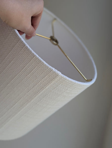 Cloud White Vintage Woven Fabric Lamp Shade - 10 in. D x 10 in. H