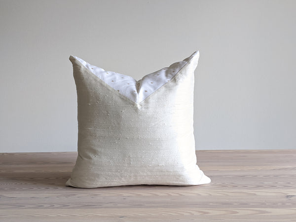 The Chop Pillow in White Dupioni Silk