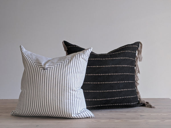 The Chop Pillow in Black and White Stripe - 18x18