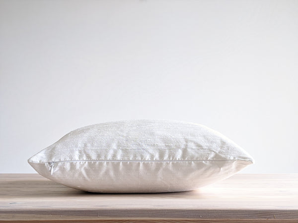 The Chop Pillow in White Dupioni Silk