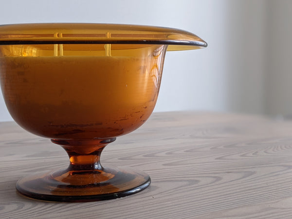 Vintage Amber Glass Pedestal Candle