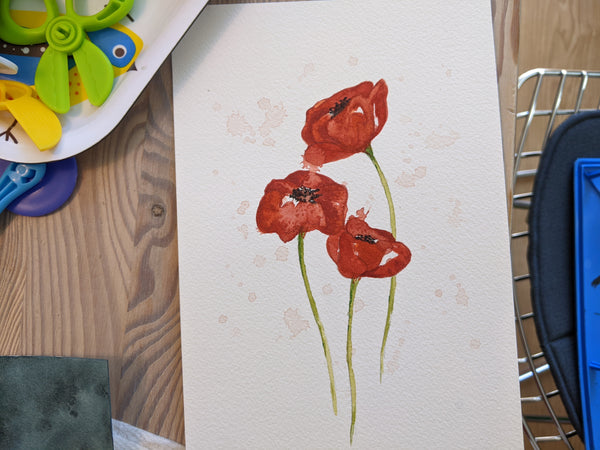 Original Watercolor - 'Poppies II'