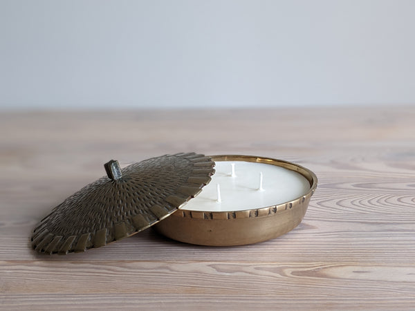 Vintage MCM Brass Candle with Lid - Medium