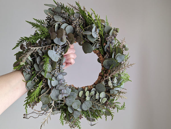 Eucalyptus and Cedar Candle Wreath - Medium