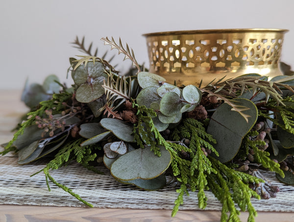 Eucalyptus and Cedar Candle Wreath - Small