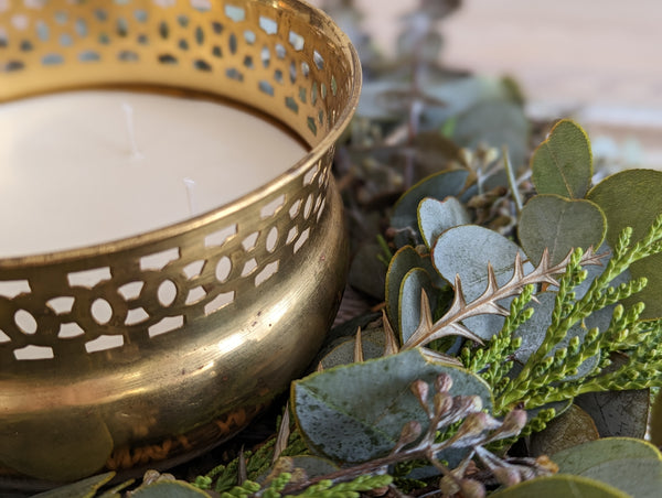 Eucalyptus and Cedar Candle Wreath - Small