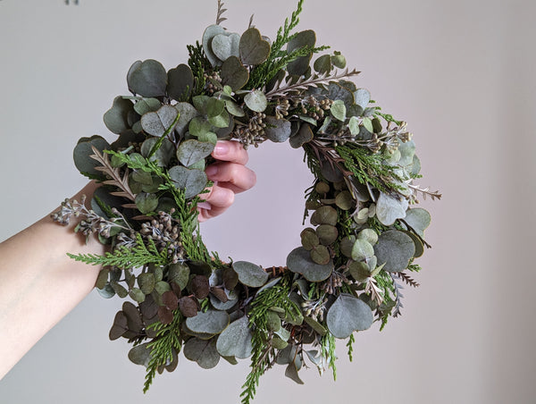 Eucalyptus and Cedar Candle Wreath - Small