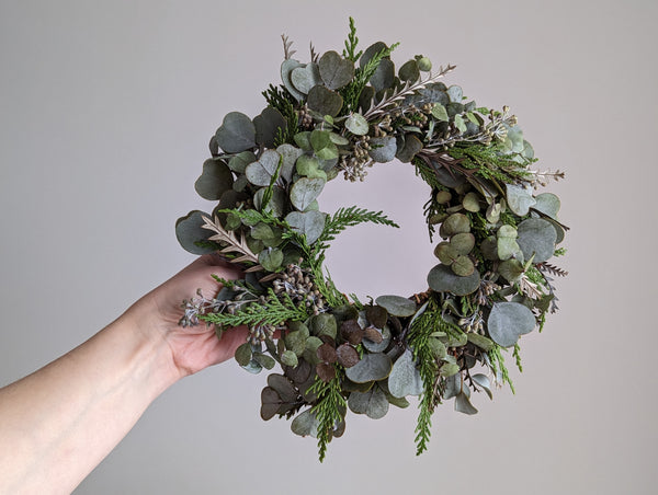 Eucalyptus and Cedar Candle Wreath - Extra Small