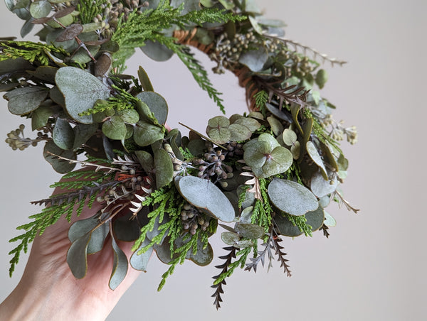 Eucalyptus and Cedar Candle Wreath - Small