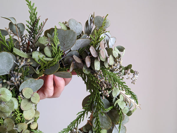 Eucalyptus and Cedar Candle Wreath - Small