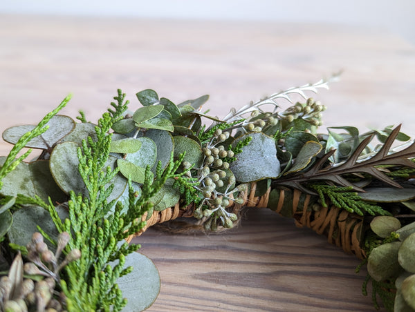 Eucalyptus and Cedar Candle Wreath - Medium