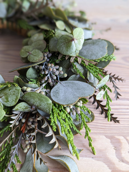 Eucalyptus and Cedar Candle Wreath - Medium