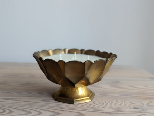 Vintage Faceted Pedestal Candle in Brass