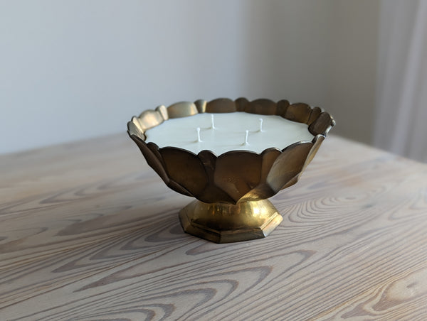 Vintage Faceted Pedestal Candle in Brass