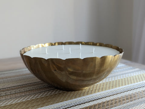 Vintage Brass Scalloped Candle - Extra Large