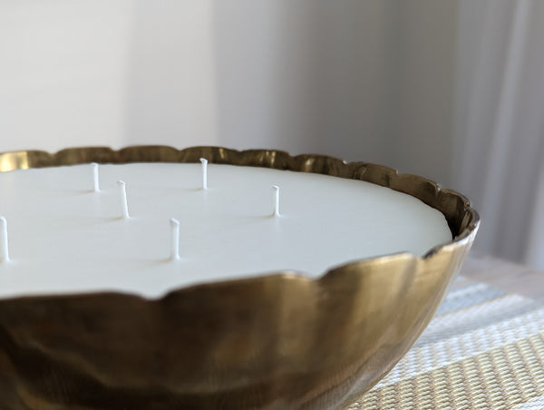 Vintage Brass Scalloped Candle - Extra Large