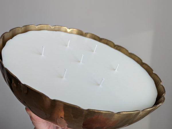 Vintage Brass Scalloped Candle - Extra Large