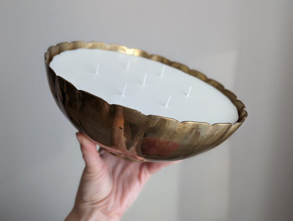 Vintage Brass Scalloped Candle - Extra Large