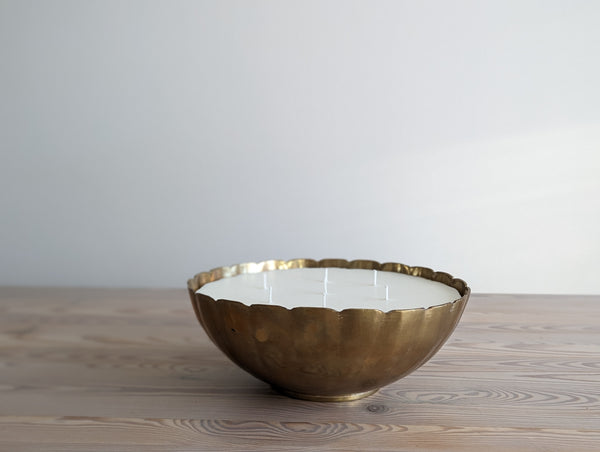 Vintage Brass Scalloped Candle - Extra Large