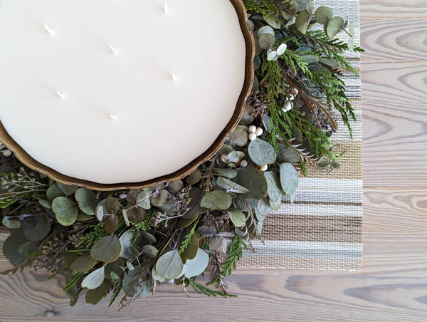 Eucalyptus and Cedar Candle Wreath - Large