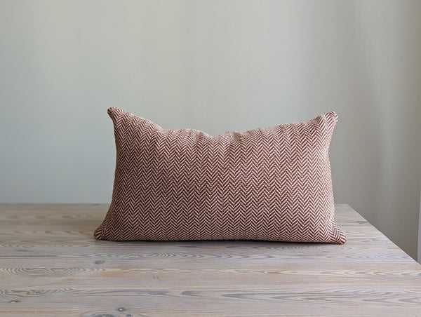 Herringbone Pillow in Rust and Blush Handwoven Fabric