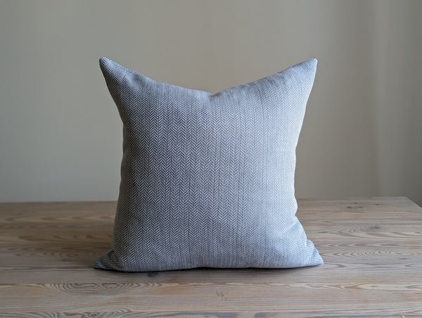 Handwoven Herringbone Pillow in Cool Grey and Ivory